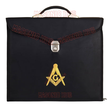Masonic Regalia Black File Case For WM/MM Apron with Hard Handle & G Logo-BLACK (Copy)