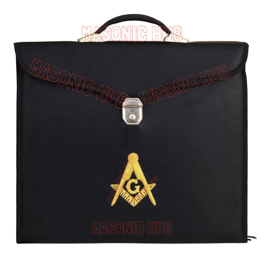 Masonic Regalia Black File Case For WM/MM Apron with Hard Handle & G Logo-BLACK (Copy)
