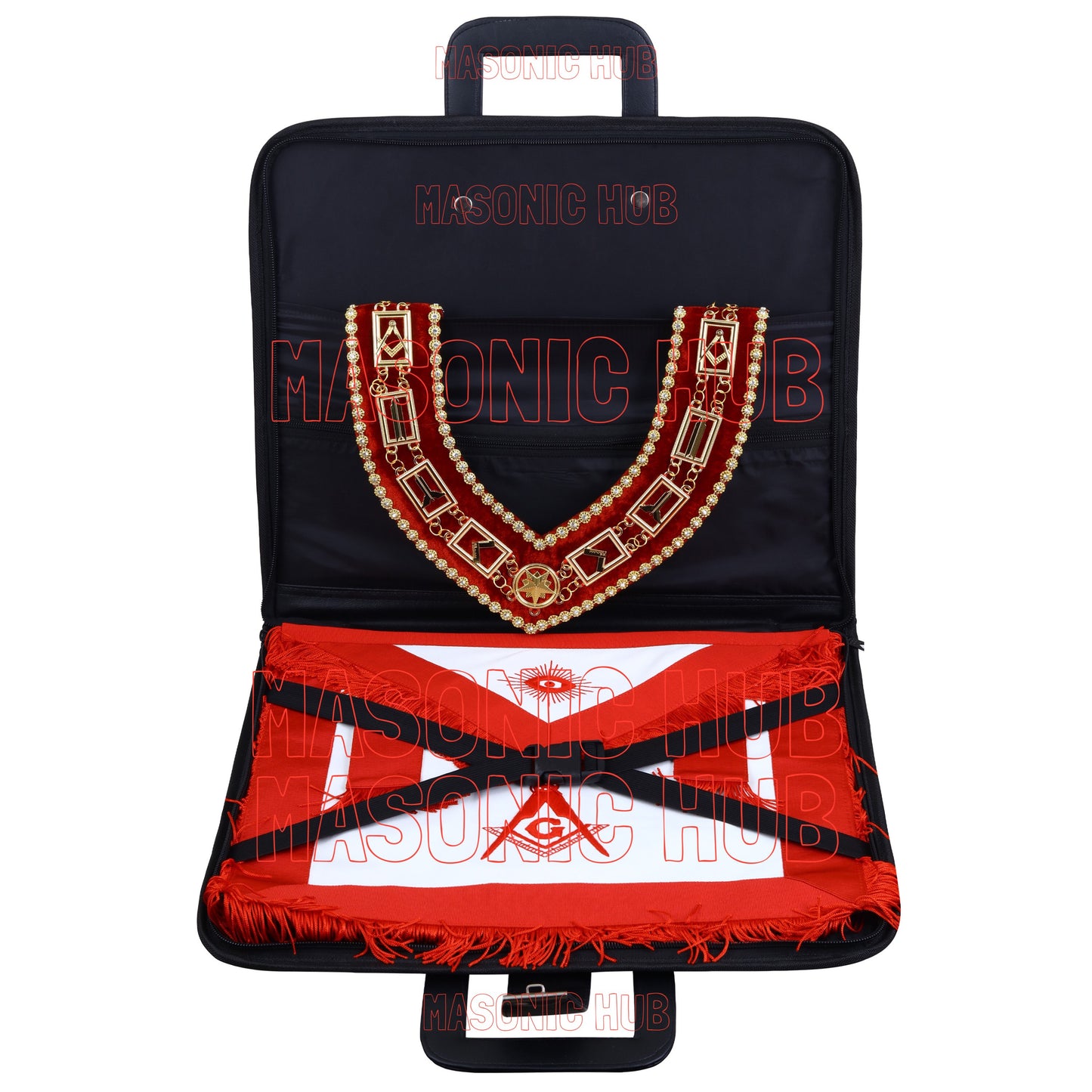 Masonic Regalia Black Faux Leather Masonic Apron Soft Case with Handle [BLACK]