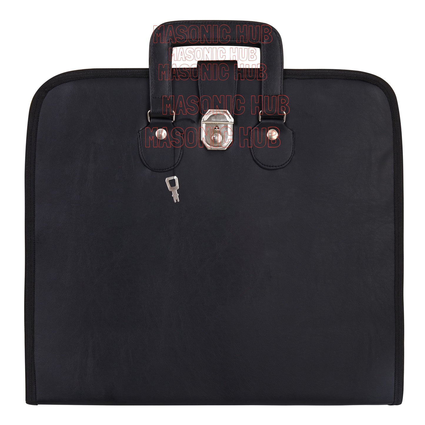Masonic Regalia Black Faux Leather Masonic Apron Soft Case with Handle [BLACK]