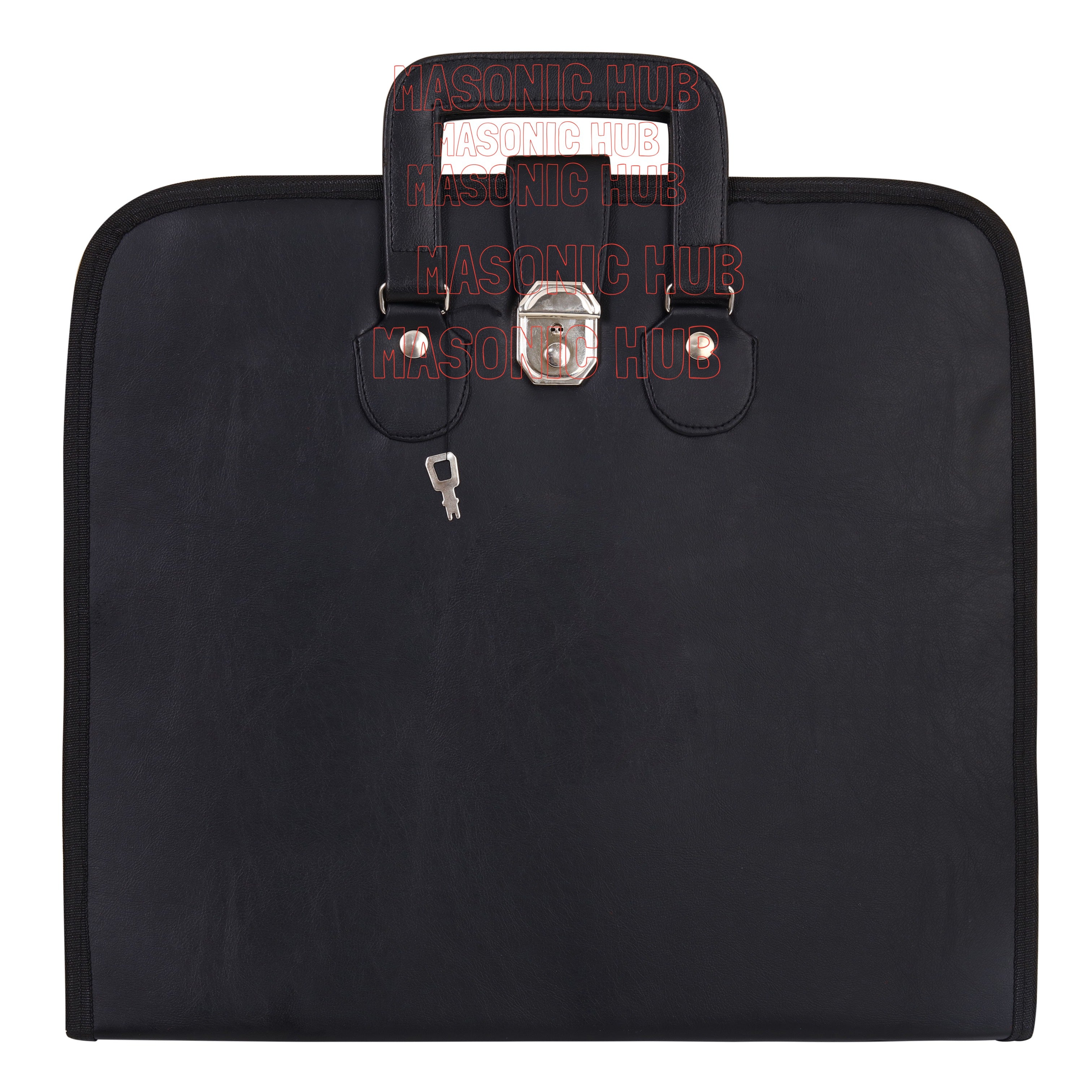 Masonic Regalia Black Faux Leather Masonic Apron Soft Case with Handle [BLACK]