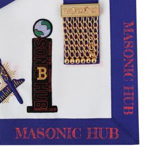 Masonic Master Mason Apron - with Compass & Square, Sunburst, Black Eye & Pillar My Store