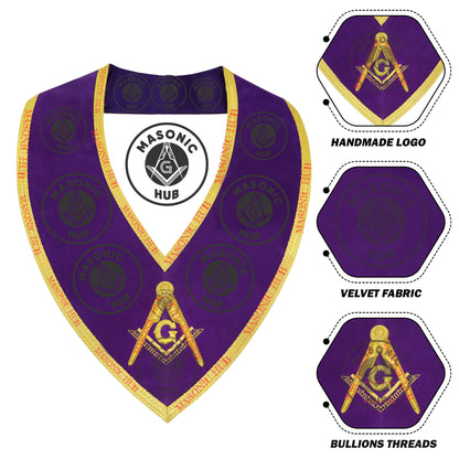 Masonic Master Mason Collar – Purple Velvet Blue Lodge Officer Freemason Regalia