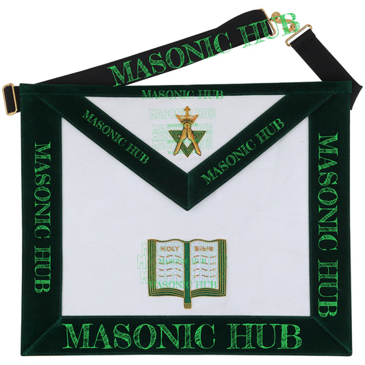 Hand-Embroidered Allied Masonic Degree (AMD) Officer Apron - Chaplain Regalia