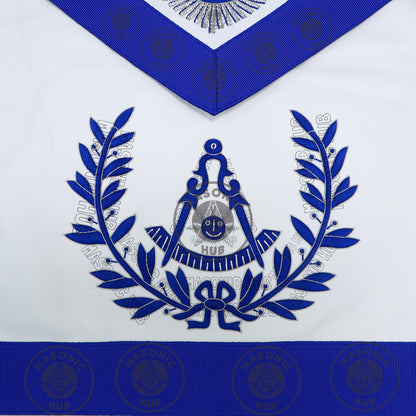 Past Master Masonic Apron – Genuine Lambskin Regalia with Silk Threads & Bullion Embroidery – Compass & Quadrant Design