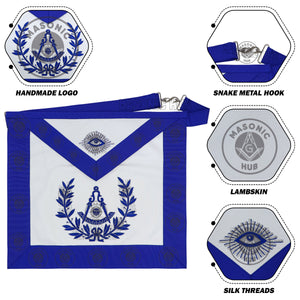 Past Master Masonic Apron – Genuine Lambskin Regalia with Silk Threads & Bullion Embroidery – Compass & Quadrant Design Masonic Hub