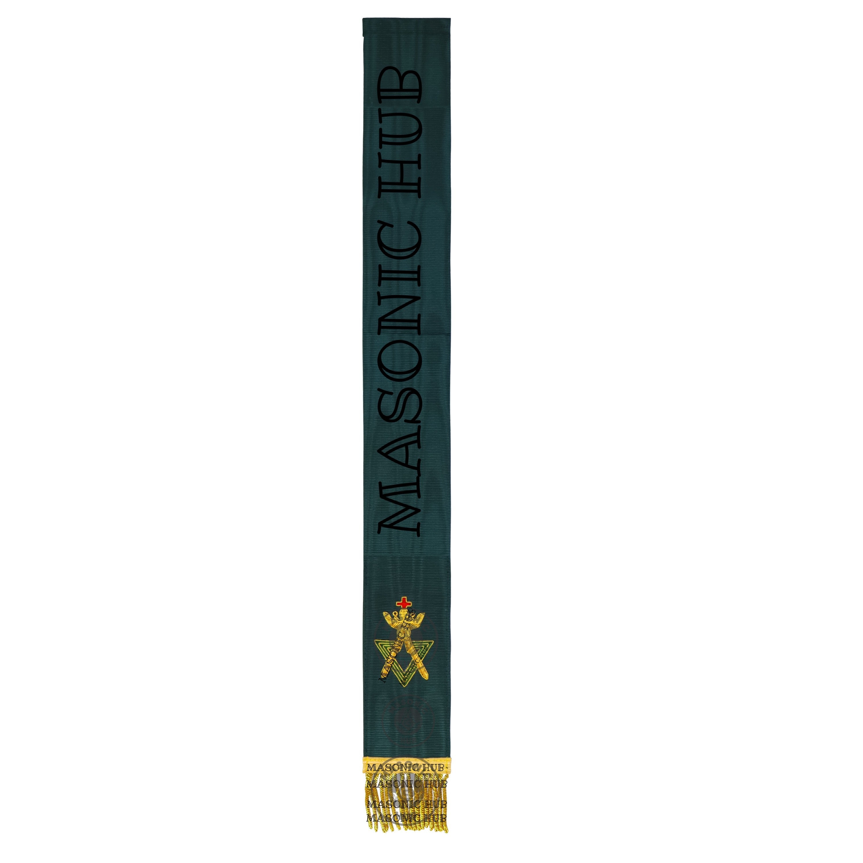 Allied Masonic Degrees Bible Marker – Hand Embroidered Green Ribbon AMD Symbol Masonic Hub