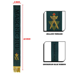Allied Masonic Degrees Bible Marker – Hand Embroidered Green Ribbon AMD Symbol Masonic Hub