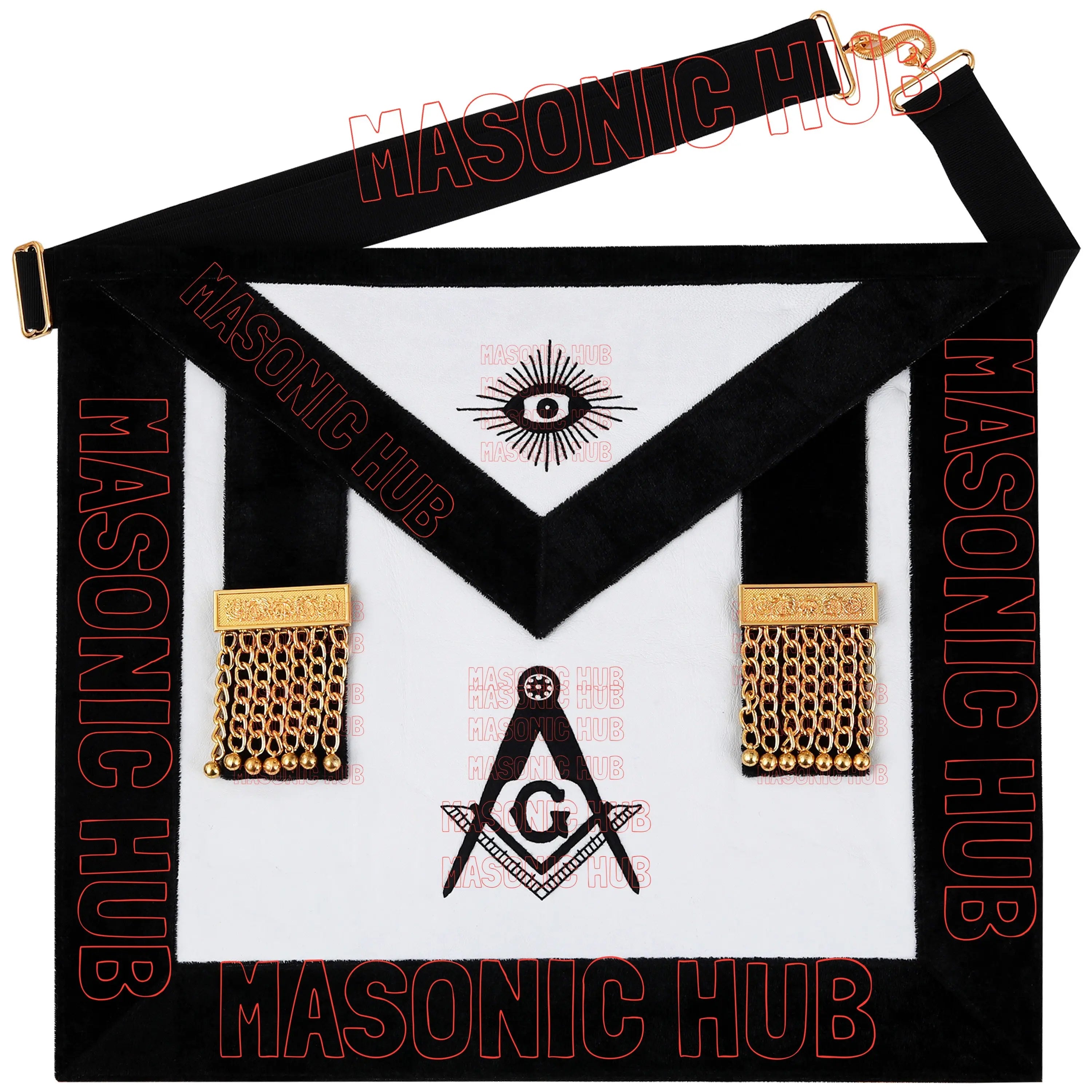 Masonic Master Mason Funeral Apron 100% Lambskin Hand Embroidered+BLACK VELVET Masonic Hub