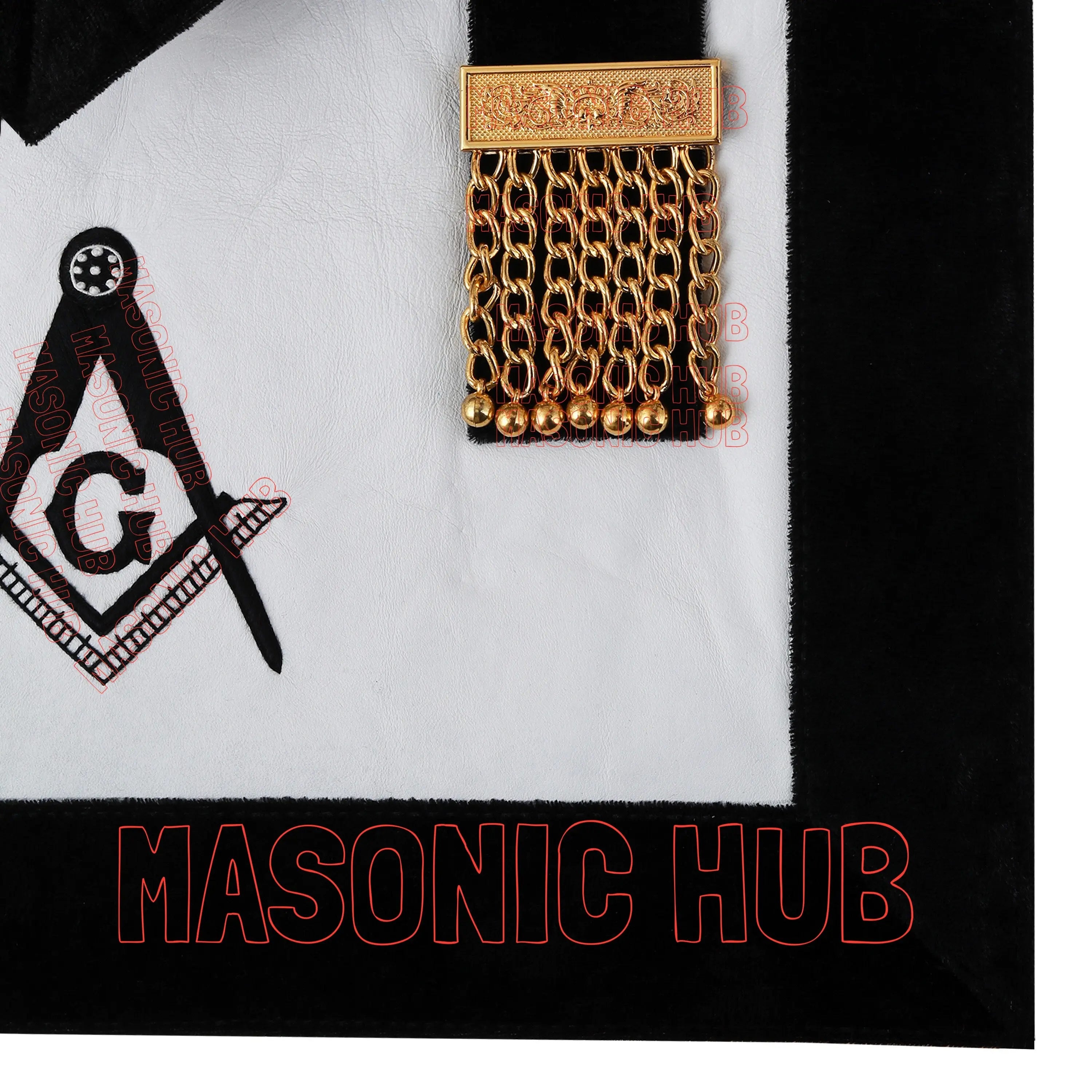 Masonic Master Mason Funeral Apron 100% Lambskin Hand Embroidered+BLACK VELVET Masonic Hub