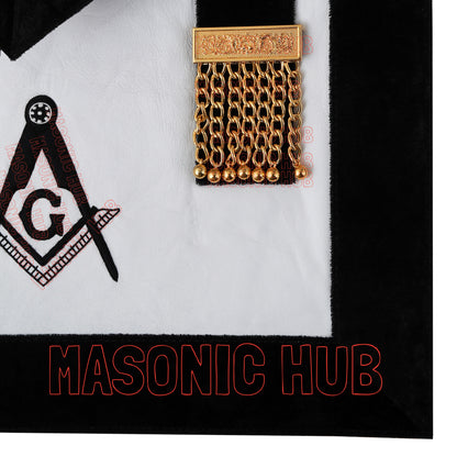 Masonic Master Mason Funeral Apron 100% Lambskin Hand Embroidered+BLACK VELVET