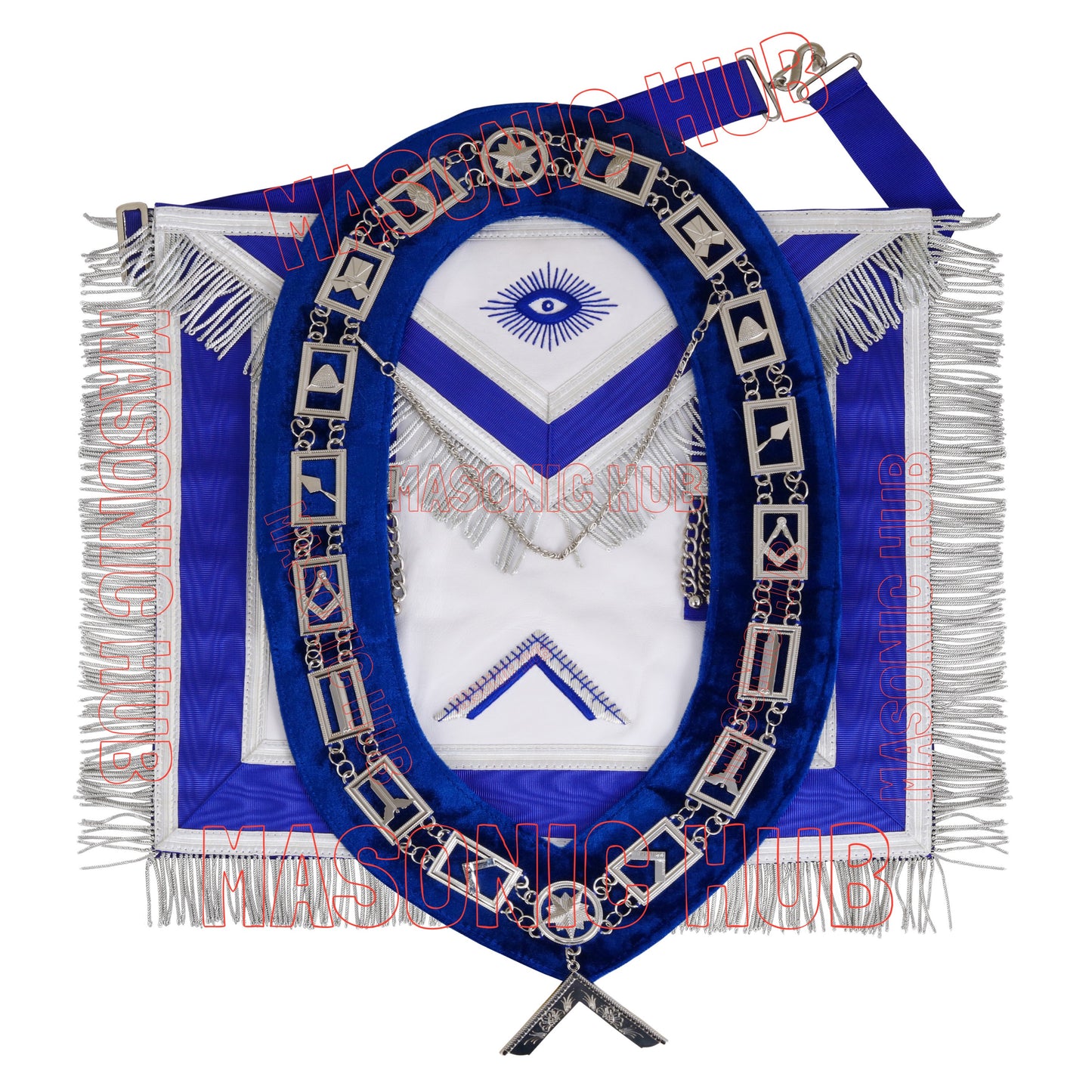 Masonic Worshipful Master Apron – 100% Lambskin with Chain Collar &amp; Free Jewel