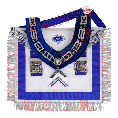 Masonic Worshipful Master Apron – 100% Lambskin with Chain Collar &amp; Free Jewel