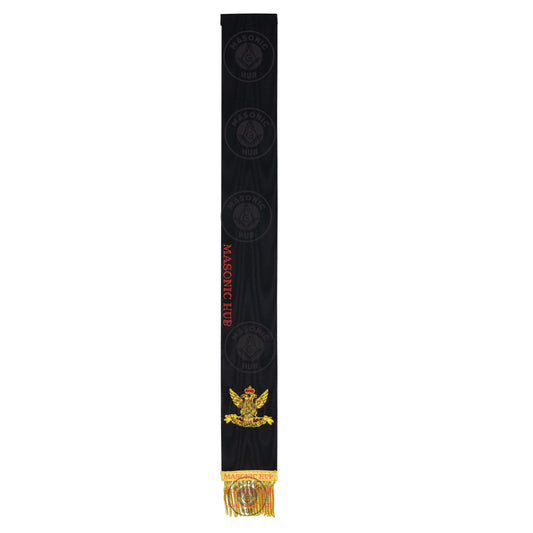 Scottish Rite Bible Marker – Hand Embroidered Black Ribbon with Gold Fringe