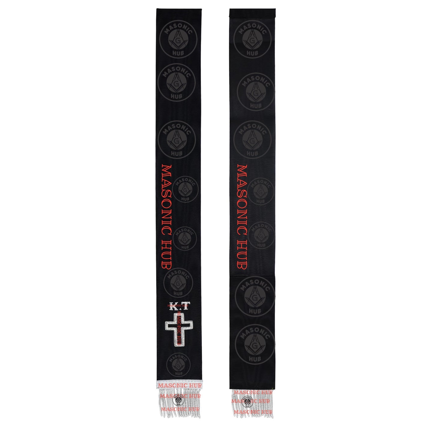Knight Templar Black Bible Marker – Hand Embroidered Silver Cross Bullion Fringe