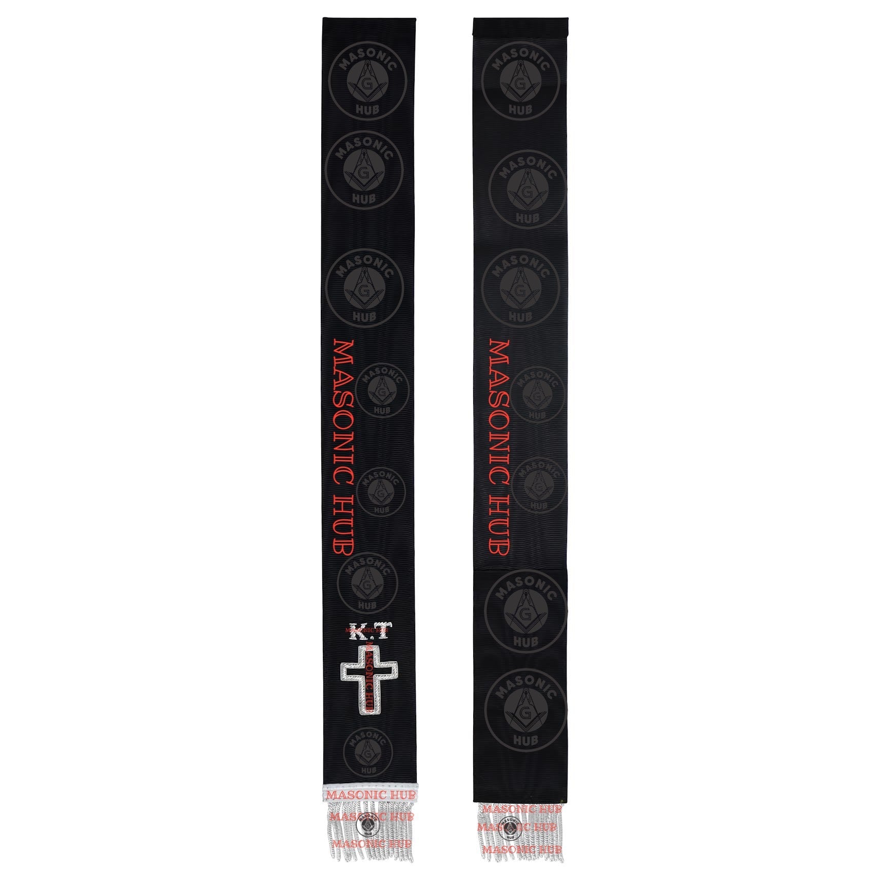 Knight Templar Black Bible Marker – Hand Embroidered Silver Cross Bullion Fringe Masonic Hub