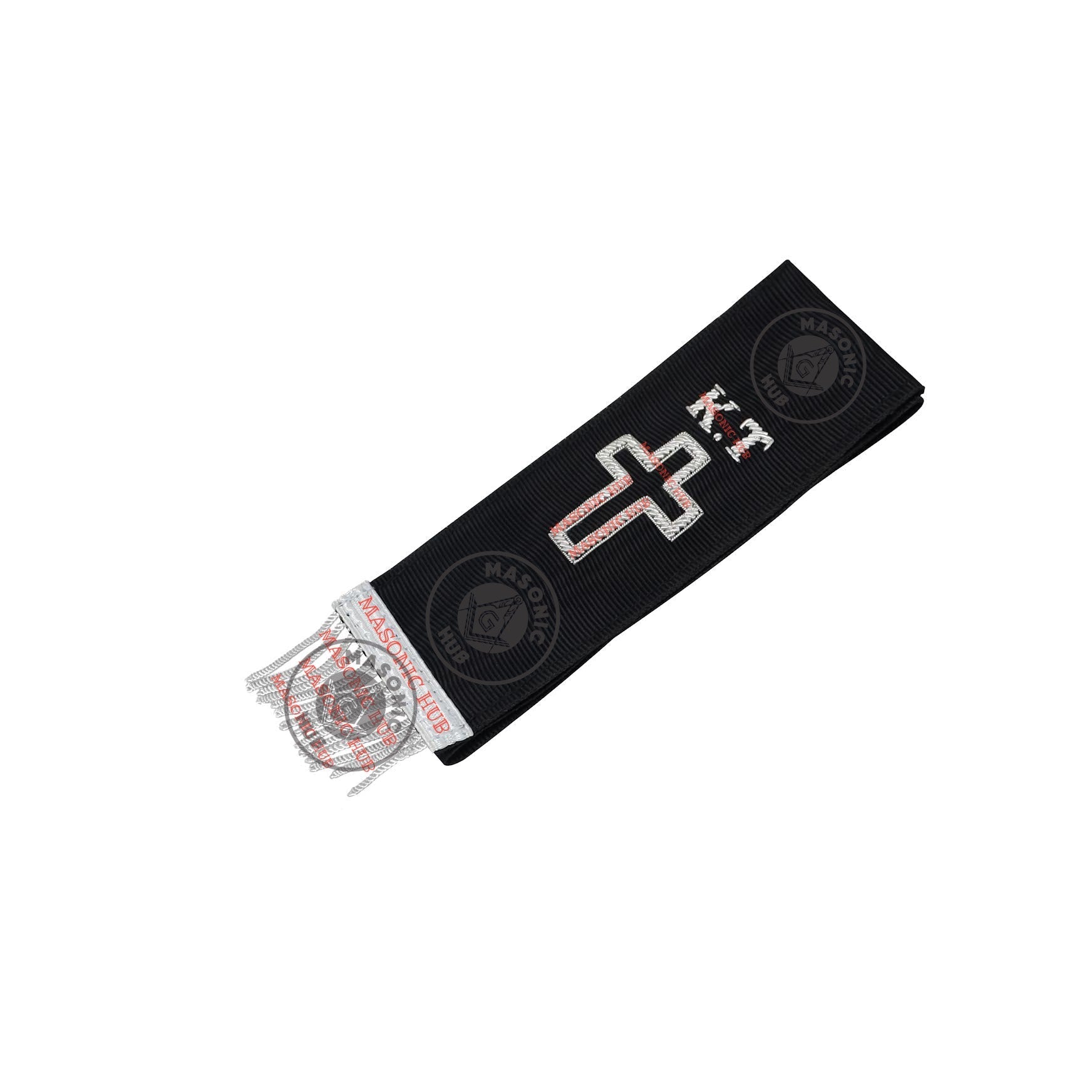 Knight Templar Black Bible Marker – Hand Embroidered Silver Cross Bullion Fringe Masonic Hub