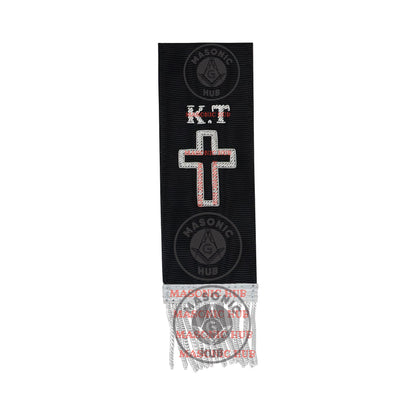 Knight Templar Black Bible Marker – Hand Embroidered Silver Cross Bullion Fringe