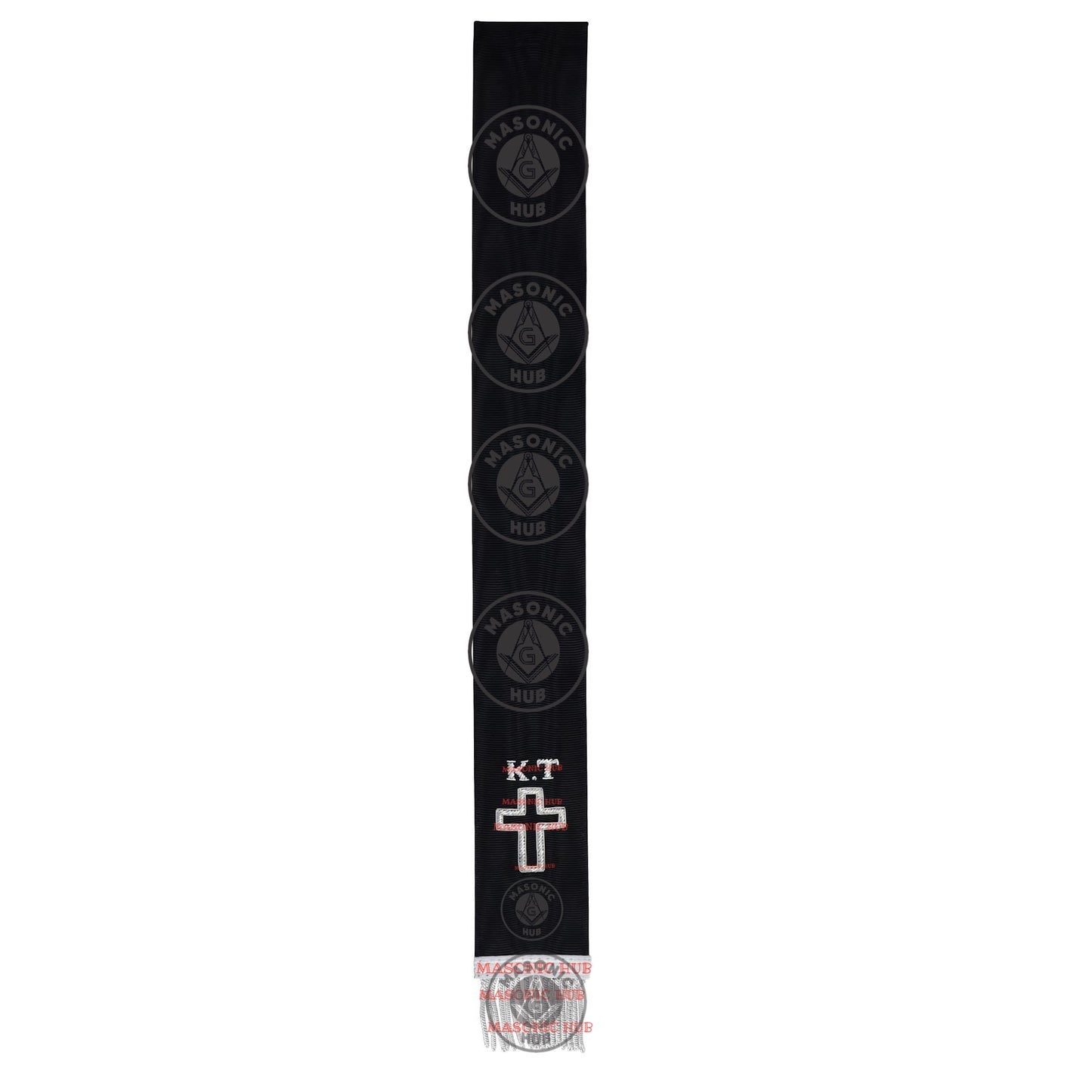 Knight Templar Black Bible Marker – Hand Embroidered Silver Cross Bullion Fringe