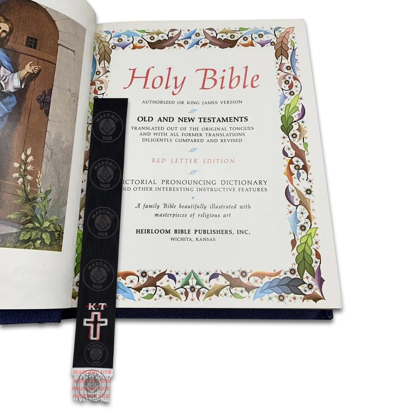 Knight Templar Black Bible Marker – Hand Embroidered Silver Cross Bullion Fringe