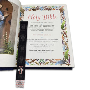 Knight Templar Black Bible Marker – Hand Embroidered Silver Cross Bullion Fringe Masonic Hub