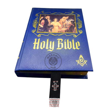 Knight Templar Black Bible Marker – Hand Embroidered Silver Cross Bullion Fringe