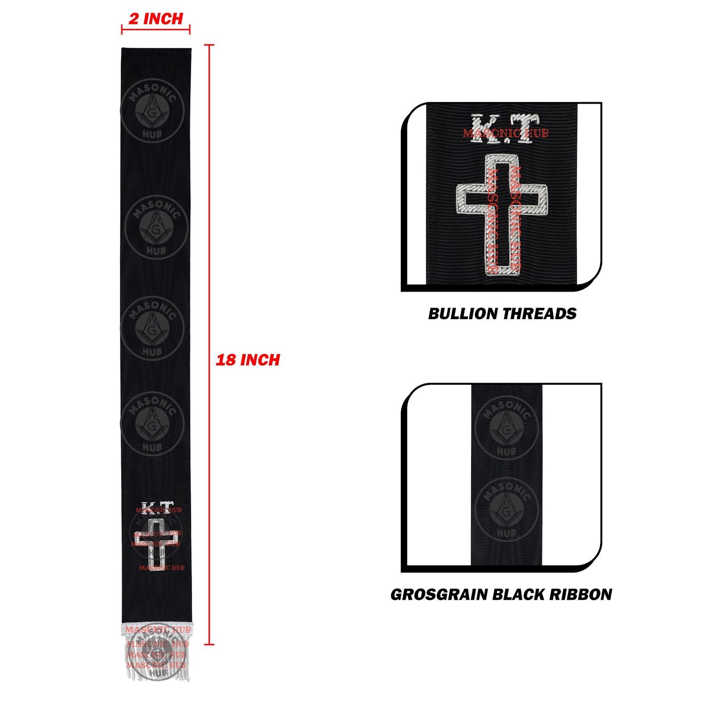 Knight Templar Black Bible Marker – Hand Embroidered Silver Cross Bullion Fringe