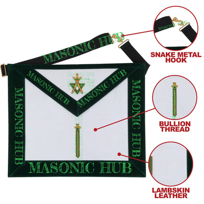 Hand-Embroidered Allied Masonic Degree (AMD) Officer Apron - Sentinel Regalia