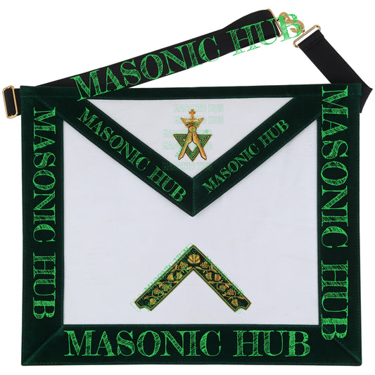 Hand-Embroidered Allied Masonic Degree (AMD) Officer Apron - Worshipful Regalia