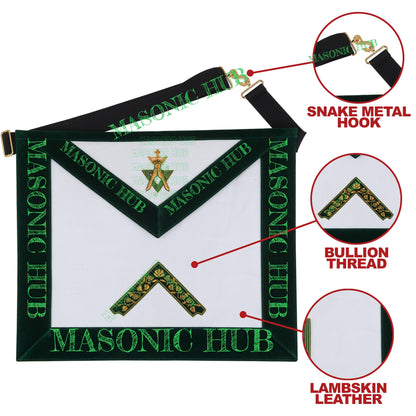 Hand-Embroidered Allied Masonic Degree (AMD) Officer Apron - Worshipful Regalia