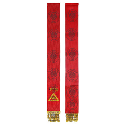 Handmade Royal Arch Bible Marker – Virtual Past Master (VPM) Red Ribbon, Gold Embroidery