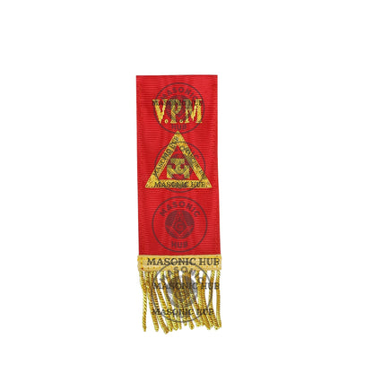 Handmade Royal Arch Bible Marker – Virtual Past Master (VPM) Red Ribbon, Gold Embroidery