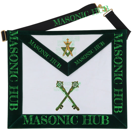 Hand-Embroidered Allied Masonic Degree (AMD) Officer Apron - Treasurer Regalia