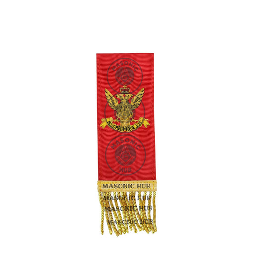 Scottish Rite Bible Marker – Hand Embroidered Red Ribbon with Gold Fringe