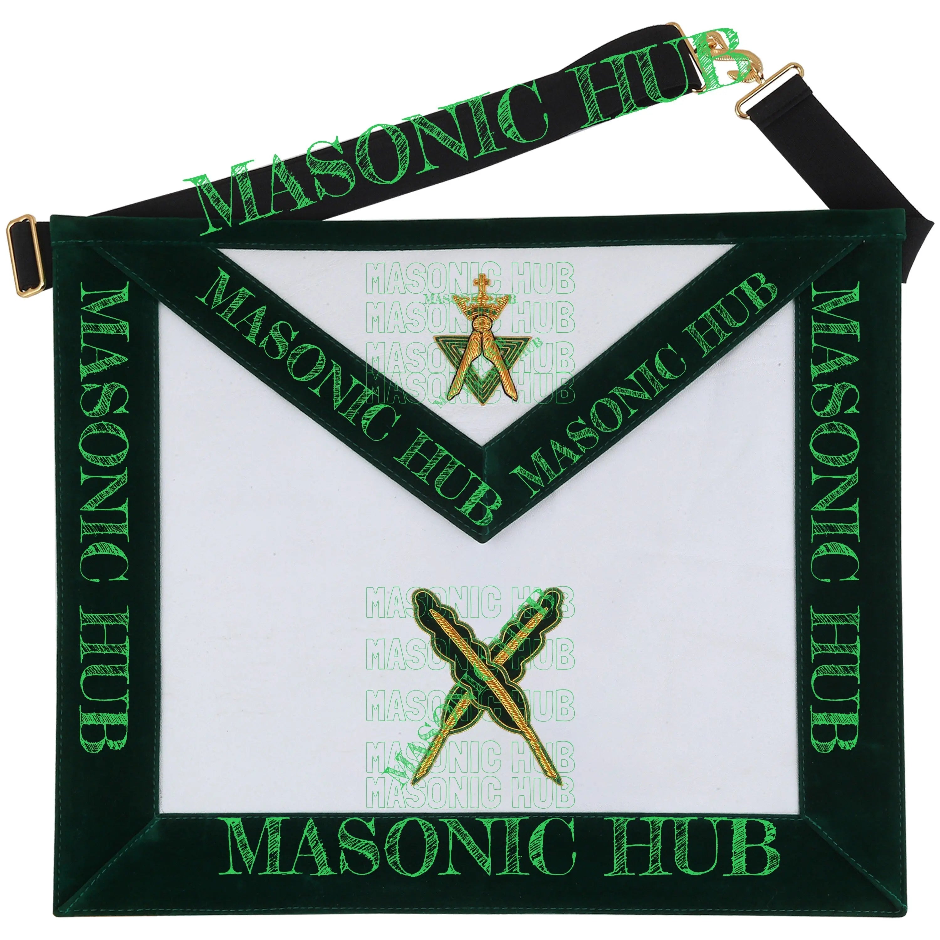 Hand-Embroidered Allied Masonic Degree (AMD) Officer Apron Secretary - Regalia My Store