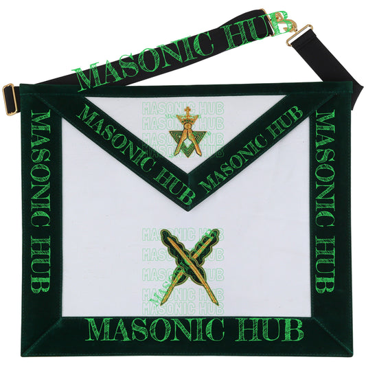 Hand-Embroidered Allied Masonic Degree (AMD) Officer Apron Secretary - Regalia