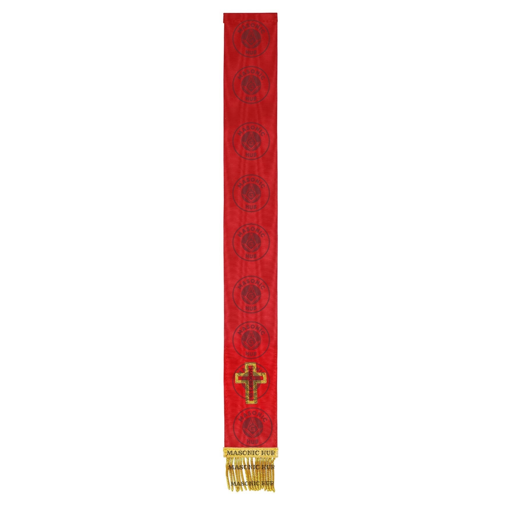 Knight Templar Red Bible Marker – Hand Embroidered Gold Cross & Bullion Fringe Masonic Hub