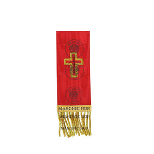 Knight Templar Red Bible Marker – Hand Embroidered Gold Cross & Bullion Fringe Masonic Hub