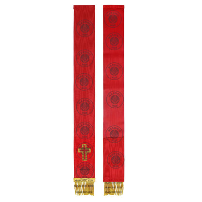 Knight Templar Red Bible Marker – Hand Embroidered Gold Cross & Bullion Fringe