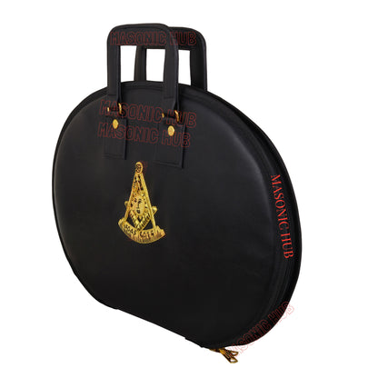 Masonic Hand Embroidered Past Master Chain Collar Case with Handle [ BLACK ]