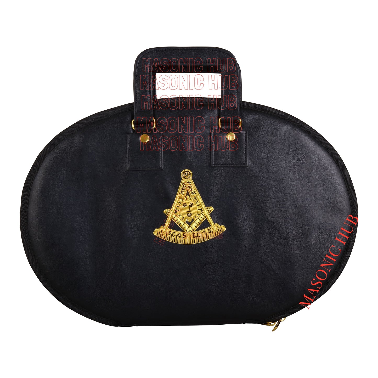 Masonic Hand Embroidered Past Master Chain Collar Case with Handle [ BLACK ]