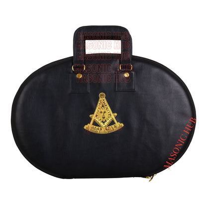 Masonic Hand Embroidered Past Master Chain Collar Case with Handle [ BLACK ]