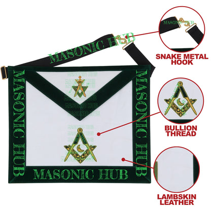 Hand-Embroidered Allied Masonic Degree (AMD) Officer Apron Junior Deacon Regalia