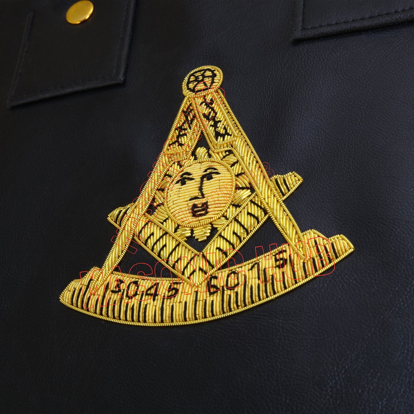 Masonic Hand Embroidered Past Master Chain Collar Case with Handle [ BLACK ]