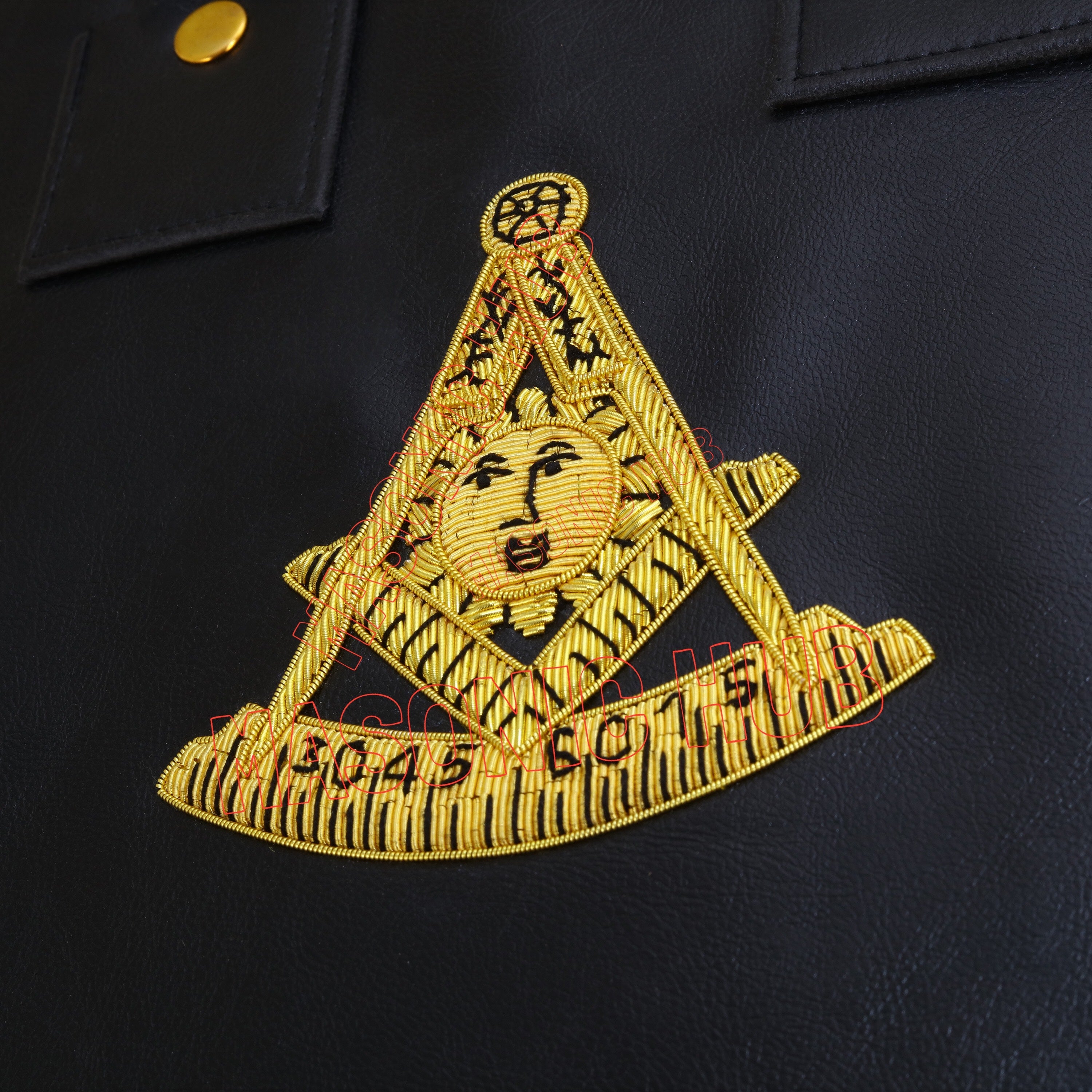 Masonic Hand Embroidered Past Master Chain Collar Case with Handle [ BLACK ] Masonic Hub