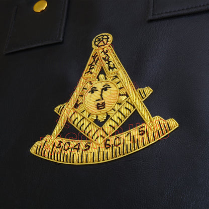 Masonic Hand Embroidered Past Master Chain Collar Case with Handle [ BLACK ]