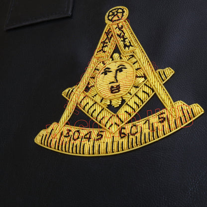 Masonic Hand Embroidered Past Master Masonic Apron Case with Handle [ BLACK ]