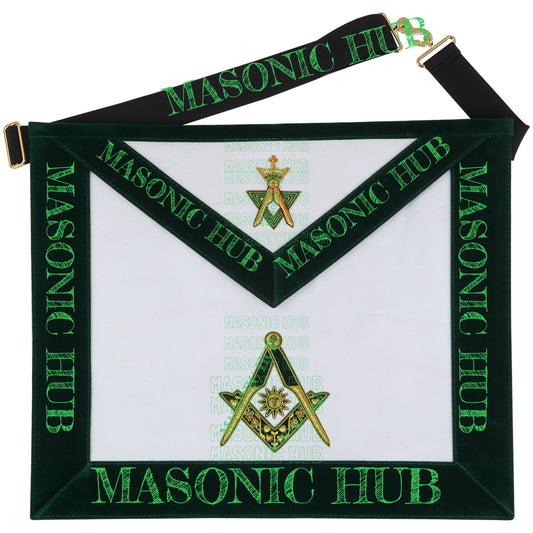 Hand-Embroidered Allied Masonic Degree (AMD) Officer Apron Senior Deacon Regalia