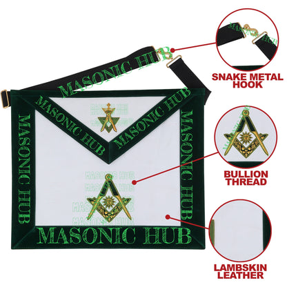 Hand-Embroidered Allied Masonic Degree (AMD) Officer Apron Senior Deacon Regalia