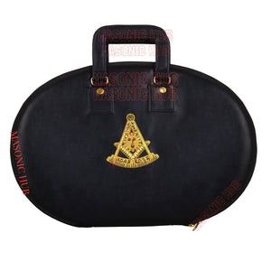 Masonic Hand Embroidered Past Master Chain Collar Case with Handle [ BLACK ] Masonic Hub